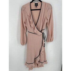 Adrianna Papell Chiffon Wrap Pink Midi Dress Women’s 8 EUC